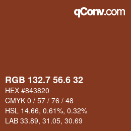 カラーコード: RGB 132.7 56.6 32 | qconv.com