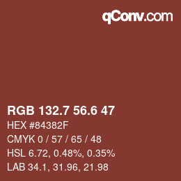 カラーコード: RGB 132.7 56.6 47 | qconv.com