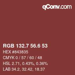 カラーコード: RGB 132.7 56.6 53 | qconv.com