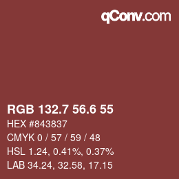 カラーコード: RGB 132.7 56.6 55 | qconv.com