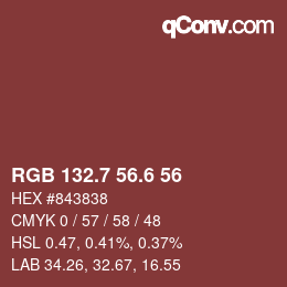 カラーコード: RGB 132.7 56.6 56 | qconv.com