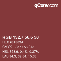 カラーコード: RGB 132.7 56.6 58 | qconv.com
