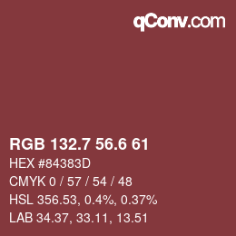 カラーコード: RGB 132.7 56.6 61 | qconv.com