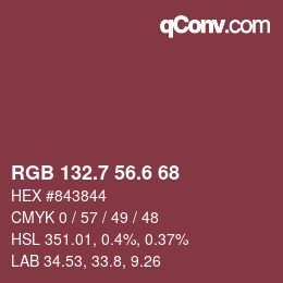 カラーコード: RGB 132.7 56.6 68 | qconv.com