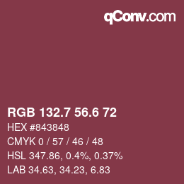 カラーコード: RGB 132.7 56.6 72 | qconv.com