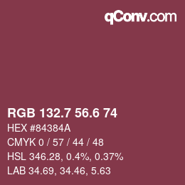 カラーコード: RGB 132.7 56.6 74 | qconv.com