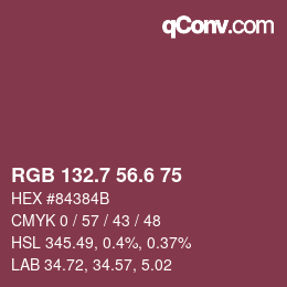カラーコード: RGB 132.7 56.6 75 | qconv.com
