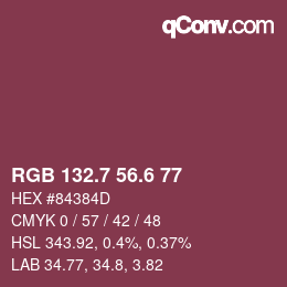 カラーコード: RGB 132.7 56.6 77 | qconv.com