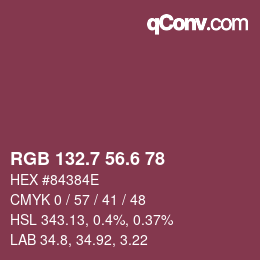 カラーコード: RGB 132.7 56.6 78 | qconv.com