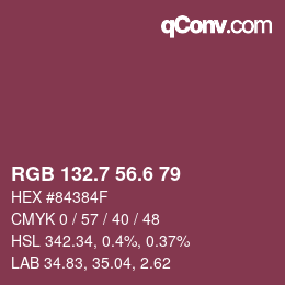 カラーコード: RGB 132.7 56.6 79 | qconv.com