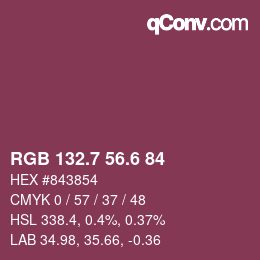 カラーコード: RGB 132.7 56.6 84 | qconv.com