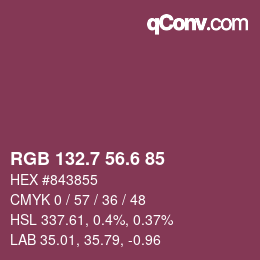 カラーコード: RGB 132.7 56.6 85 | qconv.com