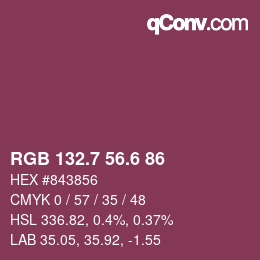 カラーコード: RGB 132.7 56.6 86 | qconv.com