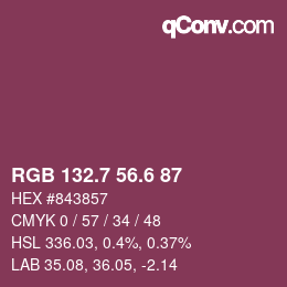 カラーコード: RGB 132.7 56.6 87 | qconv.com