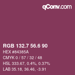 カラーコード: RGB 132.7 56.6 90 | qconv.com