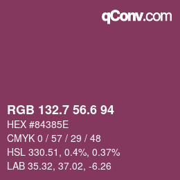 カラーコード: RGB 132.7 56.6 94 | qconv.com