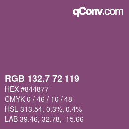 カラーコード: RGB 132.7 72 119 | qconv.com
