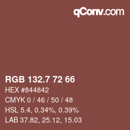 カラーコード: RGB 132.7 72 66 | qconv.com