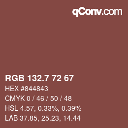 カラーコード: RGB 132.7 72 67 | qconv.com