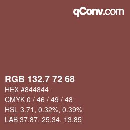 カラーコード: RGB 132.7 72 68 | qconv.com