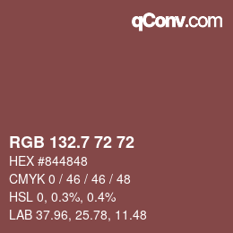 カラーコード: RGB 132.7 72 72 | qconv.com