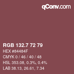 カラーコード: RGB 132.7 72 79 | qconv.com