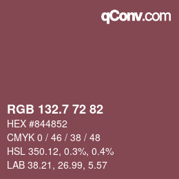 カラーコード: RGB 132.7 72 82 | qconv.com