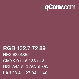 カラーコード: RGB 132.7 72 89 | qconv.com