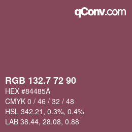 カラーコード: RGB 132.7 72 90 | qconv.com