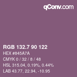 カラーコード: RGB 132.7 90 122 | qconv.com
