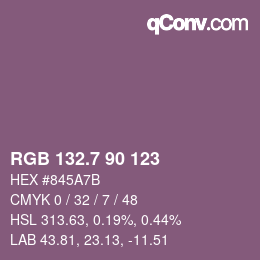 カラーコード: RGB 132.7 90 123 | qconv.com