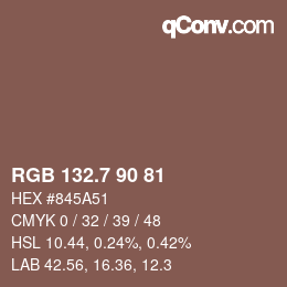 カラーコード: RGB 132.7 90 81 | qconv.com