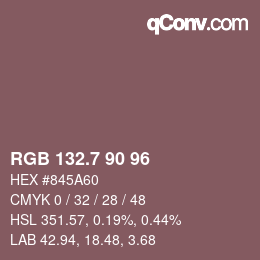 カラーコード: RGB 132.7 90 96 | qconv.com