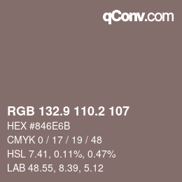 Farbcode: RGB 132.9 110.2 107 | qconv.com