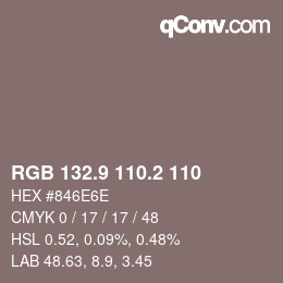 Farbcode: RGB 132.9 110.2 110 | qconv.com
