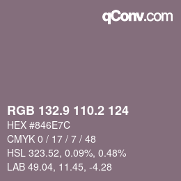 Color code: RGB 132.9 110.2 124 | qconv.com