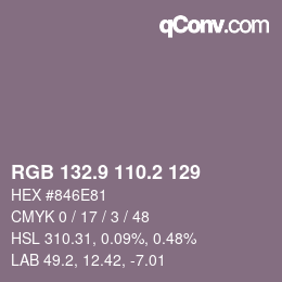Farbcode: RGB 132.9 110.2 129 | qconv.com