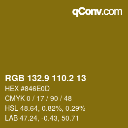 カラーコード: RGB 132.9 110.2 13 | qconv.com