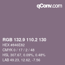 Farbcode: RGB 132.9 110.2 130 | qconv.com