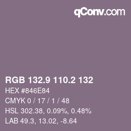 Color code: RGB 132.9 110.2 132 | qconv.com