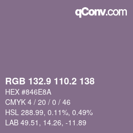 Color code: RGB 132.9 110.2 138 | qconv.com