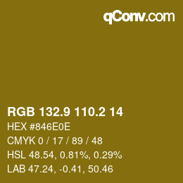 カラーコード: RGB 132.9 110.2 14 | qconv.com