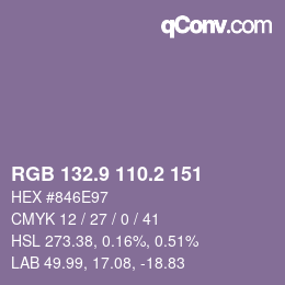 Color code: RGB 132.9 110.2 151 | qconv.com