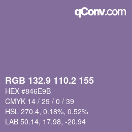 Color code: RGB 132.9 110.2 155 | qconv.com