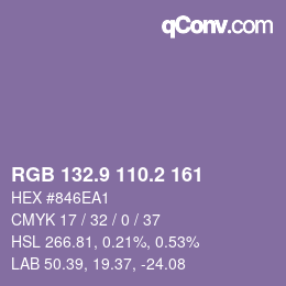 Color code: RGB 132.9 110.2 161 | qconv.com