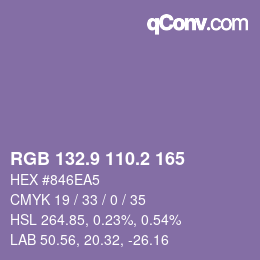 Color code: RGB 132.9 110.2 165 | qconv.com