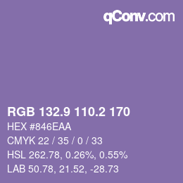 Color code: RGB 132.9 110.2 170 | qconv.com