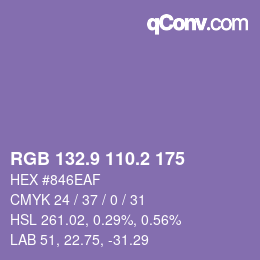 Color code: RGB 132.9 110.2 175 | qconv.com