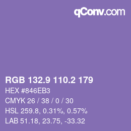 カラーコード: RGB 132.9 110.2 179 | qconv.com