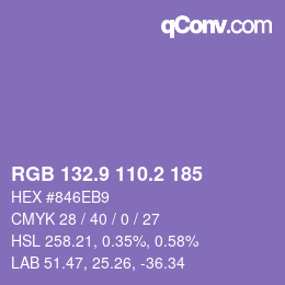 Color code: RGB 132.9 110.2 185 | qconv.com